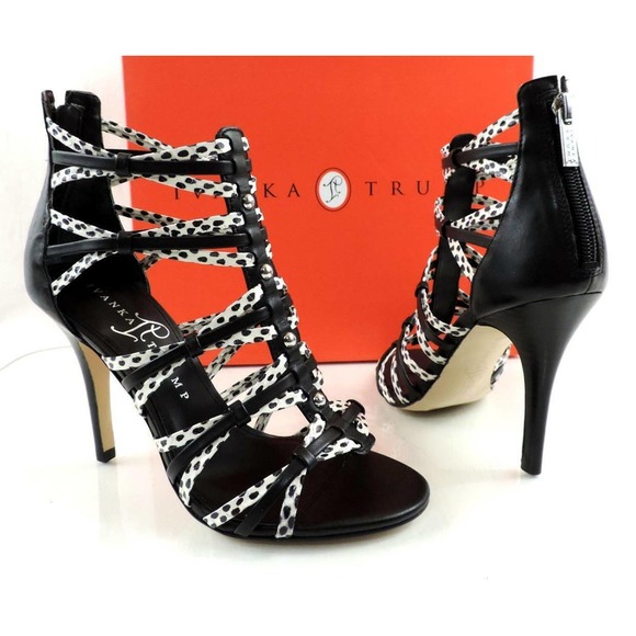 Ivanka Trump Manis Strappy High Heel Sandals Black Multi Leather Size 5.5 - Picture 2 of 8
